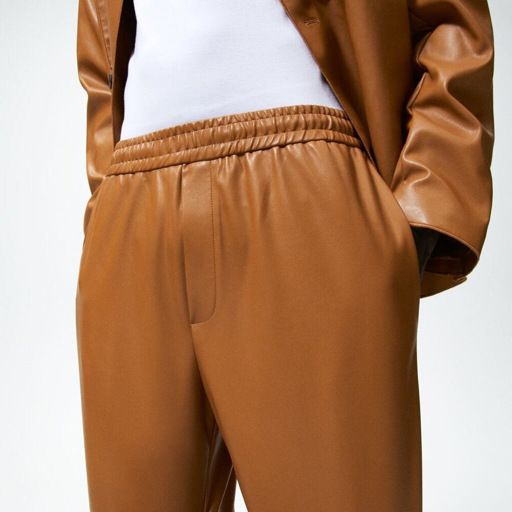 Zara Men's Faux Leather Jogger Pants